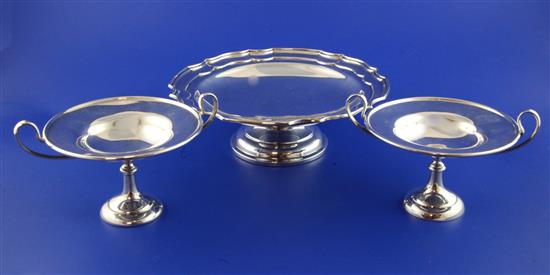 A matched pair of Edwardian silver comports & a later tazza.